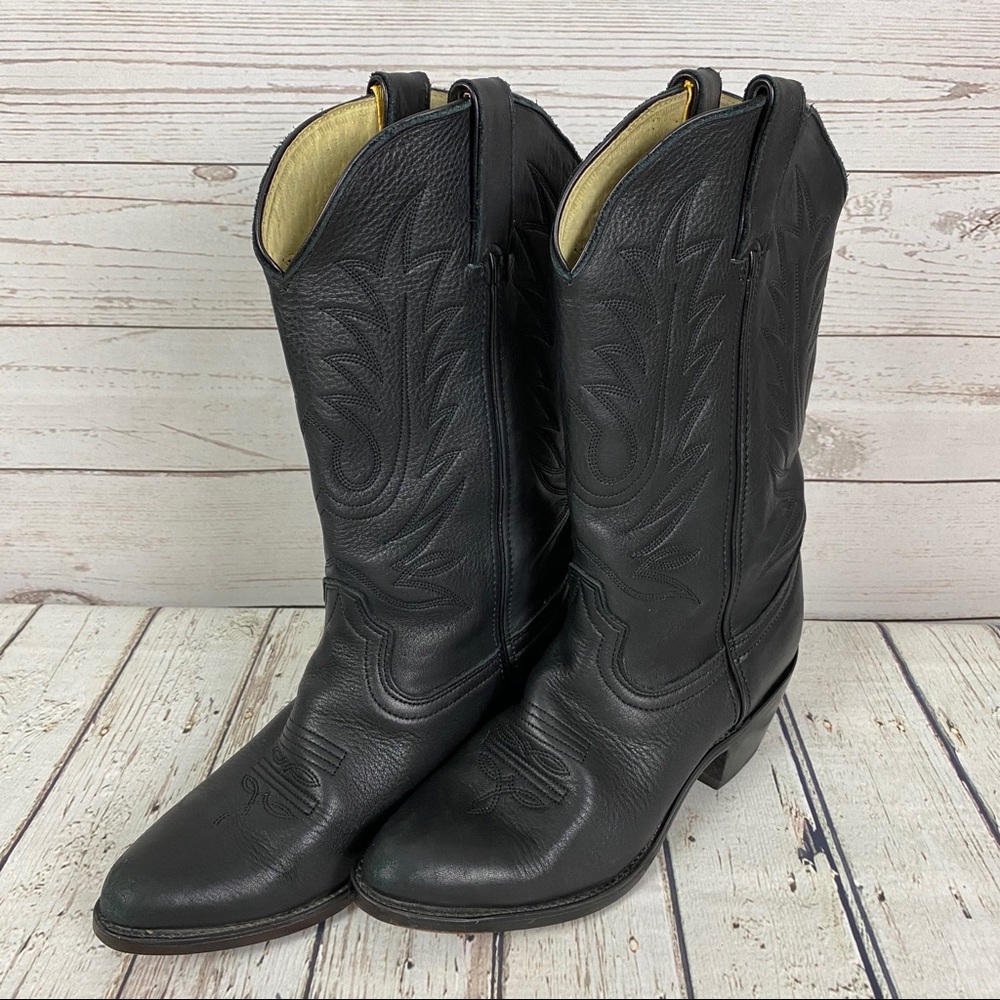 Durango Black Leather Western Cowboy Boots 6M